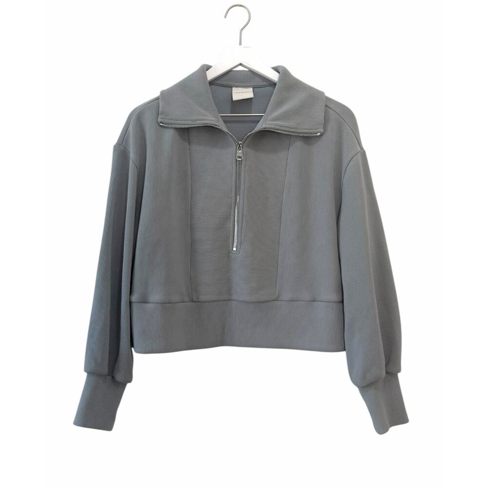 Varley Ramona Half Zip 2.0 Sweatshirt Blue Gray Ribbed Pullover Size Small